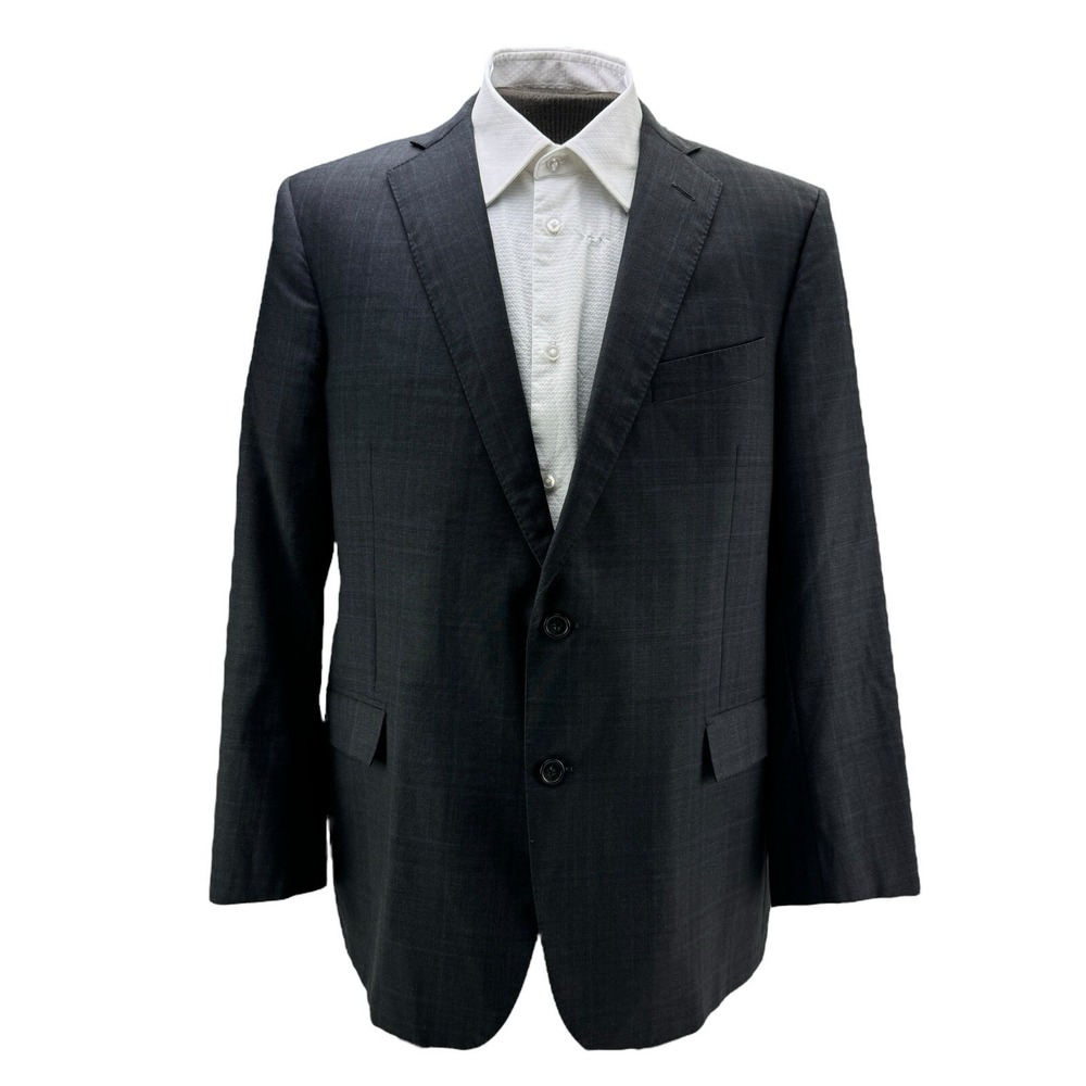 Brooks Brothers Madison 1818 Drago Wool 2 Button Blazer Gray Blue Check Size 44R